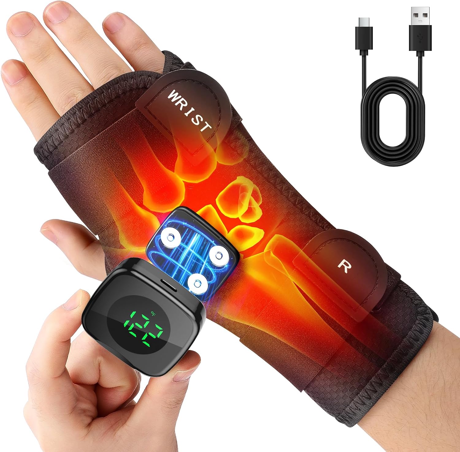 Heated Wrist Wrap for Right Hand, Heated Wrist Brace for Men Woman