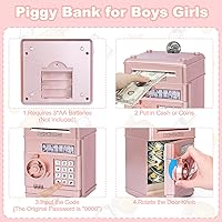 Vista 64 de Refasy - Alcancía electrónica con forma de cajero automático, para billetes y monedas, seguro para niños, regalo genial