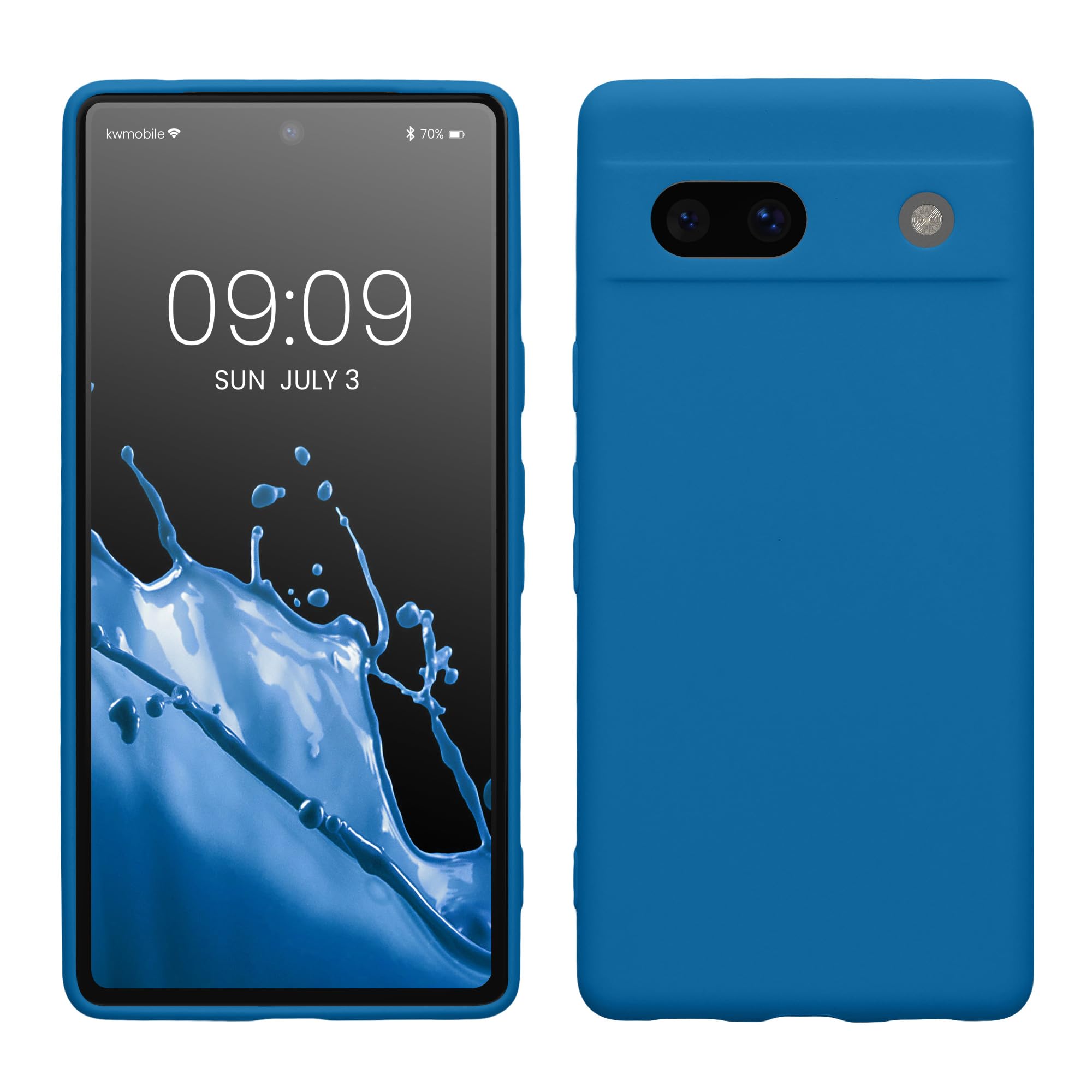 kwmobile Case for Google Pixel 7a Case - Protective Slim TPU Phone Cover - Soft Matte Finish - Blue Reef