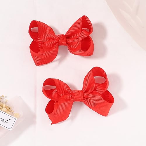 Miniatura 5 de YHXX YLEN 2 lazos para el cabello de 3 pulgadas para niñas, pinzas de cocodrilo, cinta de grogrén, accesorios para el cabello de color sólido para