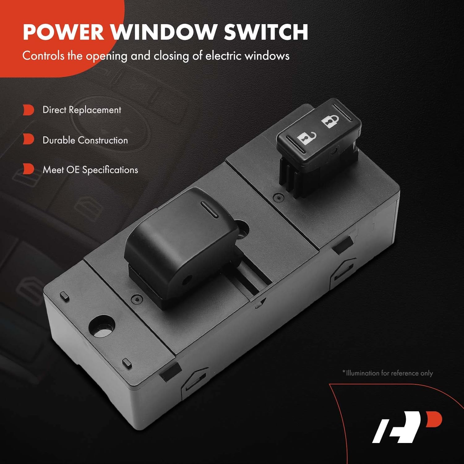 A-Premium Power Window Switch Compatible with Nissan Rogue 2008-2013, Versa 2007-2013, Rogue Select 2014-2015, Front Right Passenger Side