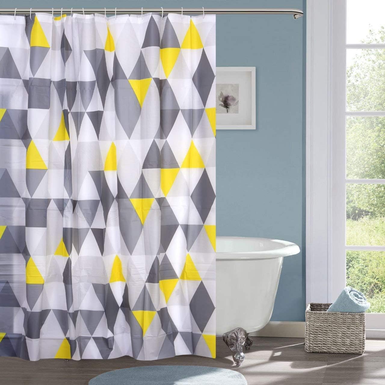 ININSIGHT SOLUTIONS Shower Curtain 7 feet with 12 Hooks Polyester - Multi (Width 180cm x Height 200cm)