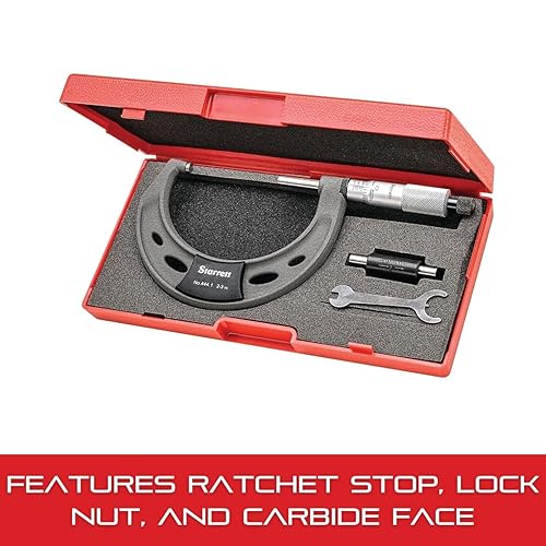 Miniatura 81 de Starrett Micrómetro exterior con husillo de una pieza, acabado cromado satinado y diseño avanzado de manga, tema American Pride, rango de 2-3