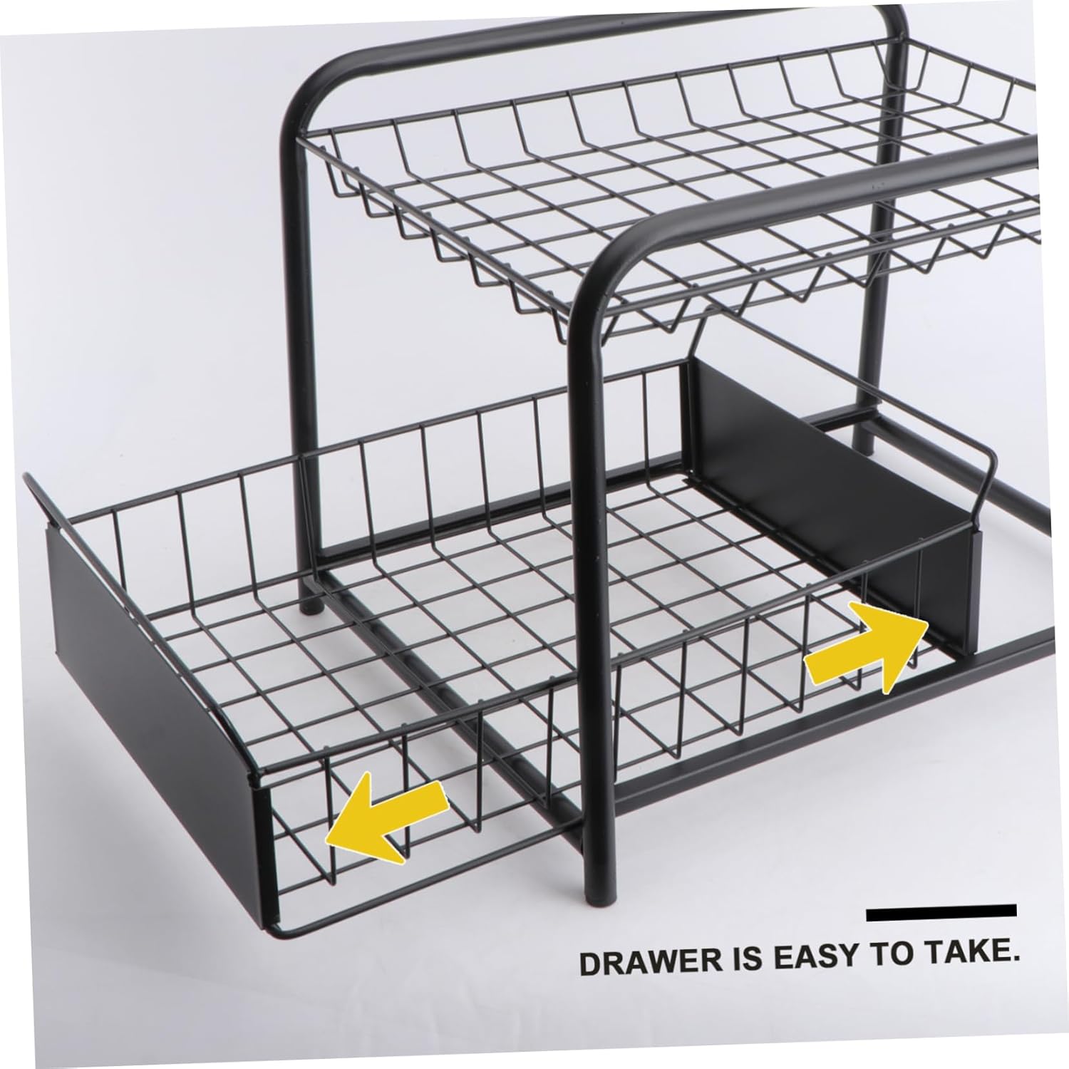 Kitchen Storage Rack Telescopic Push-pull Organizer for under Sink Countertop Stackable Design Multi-functional Storage for Bathroom Kitchen Black