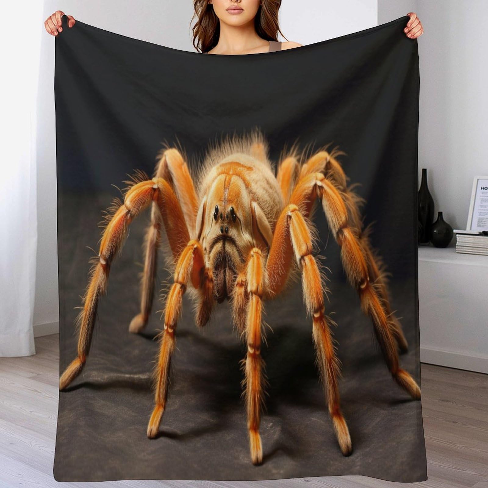 Couverture tarentule en polaire flannel anti-froid pour chambre et salon