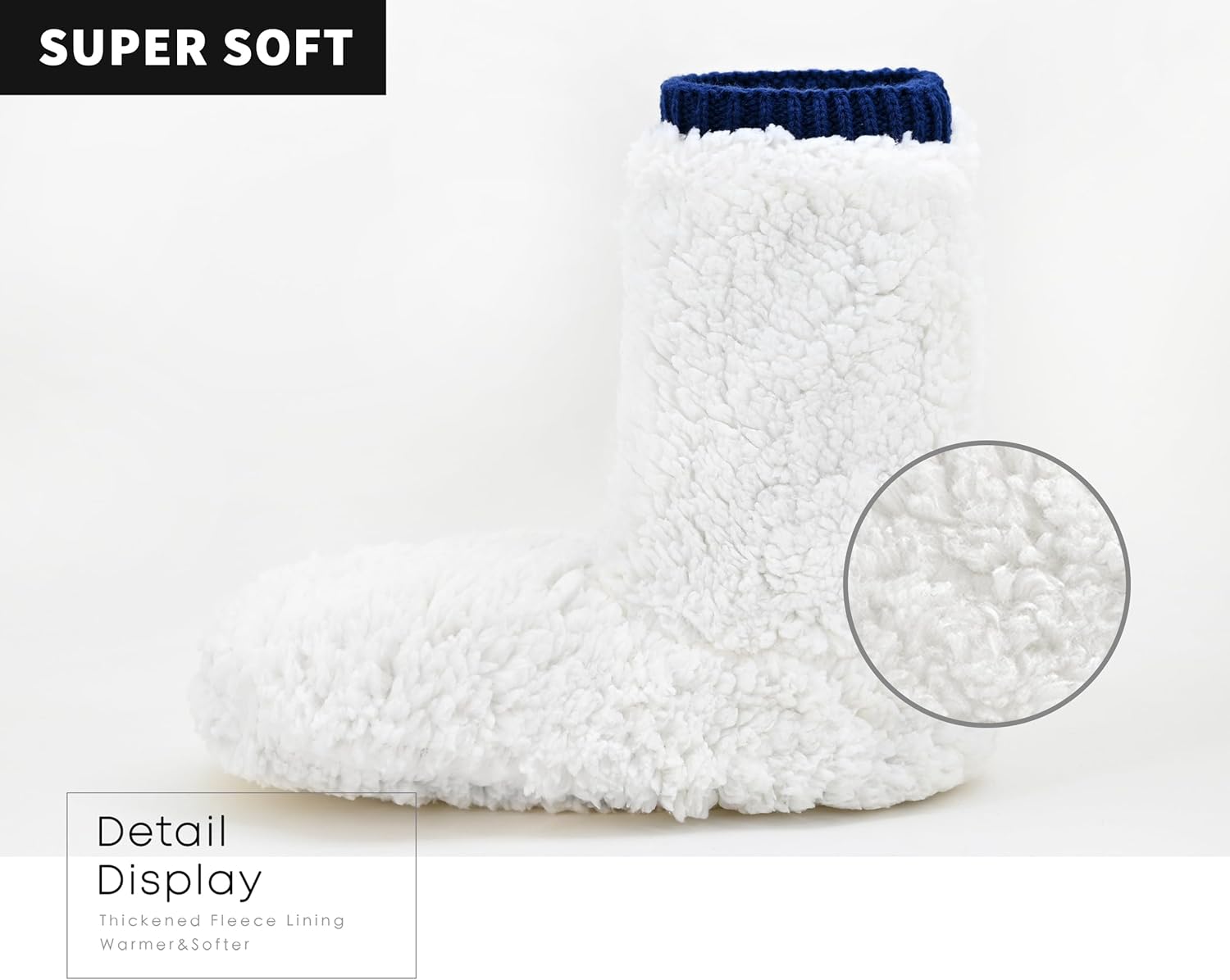 Panda Bros Cozy Boot Slippers for Men Indoor, Fuzzy House Shoes with Non Slip Gripper Soles, Winter Knitted Non-Skid Home Warm Floor Socks - Image 3