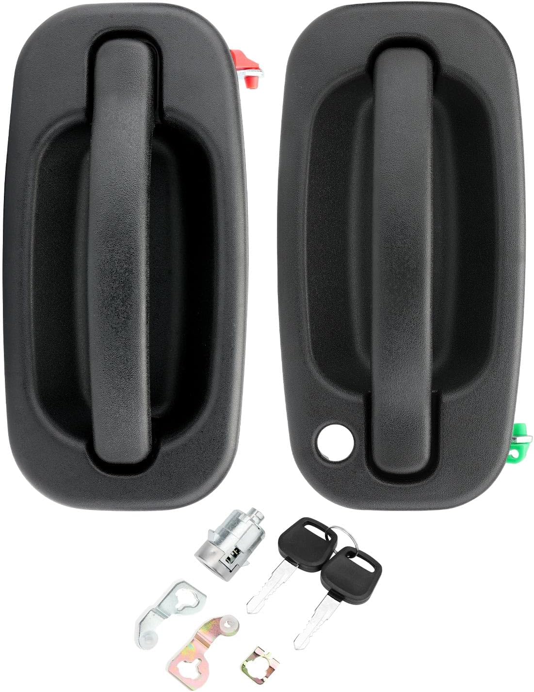 Exterior Door Handles Set, Compatible with 1999-2007 Chevy Silverado Suburban Tahoe Avalanche, GMC Sierra Yukon, Cadillac Escalade, Chrome Lever, Front & Rear & Left & Right Side | 15034985, 15182406