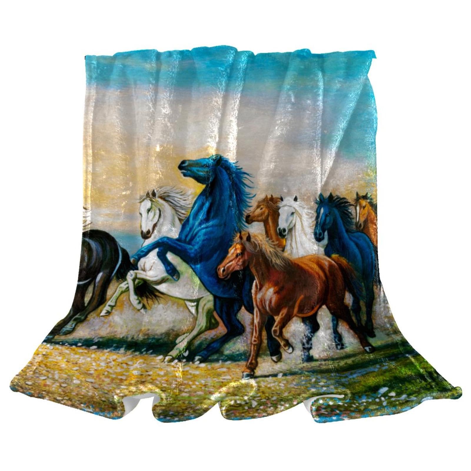 Couverture polaire cheval anti-froid plaid chaud doux pour lits et divans
