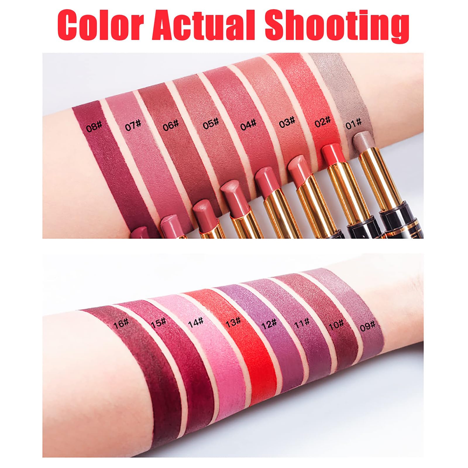 16 colori rossetto a lunga tenuta matita labbra combo, matita labbra e rossetto,set matita labbra e rossetto Dual Heads, rossetto a lunga tenuta matita labbra opaca impermeabile (16pcs / 1set)
