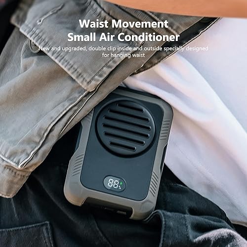 Miniatura 4 de Eioflia Ventiladores de escritorio, ventilador de clip de cintura de 2000 mAh, 3.27 x 1.65 x 4.57 pulgadas, digital de 3 velocidades, motor sin