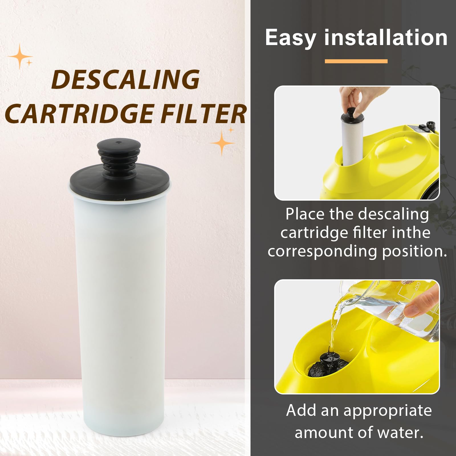 Juego de 2 Filtros Descalcificadores para Karcher SC3, Kit de Accesorios para Limpiador a Vapor (Blanco)