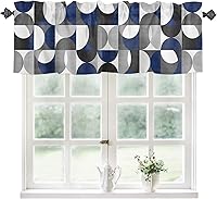 Vista 13 de Cenefa de cocina para ventanas, Día de la Independencia, pentagrama, textura de arpillera a cuadros, semitransparente, con bolsillo para barra