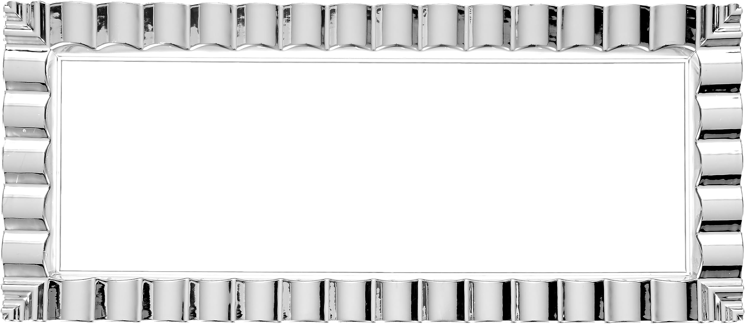 Silver Rimmed Clear Plastic Serving Trays (Pack of 2) - 14" x 6" Disposable Serving Platters and Trays for Appetizer, Fruits, & Serving Dishes at Parties | Rectangle Plastic Trays for Serving Food