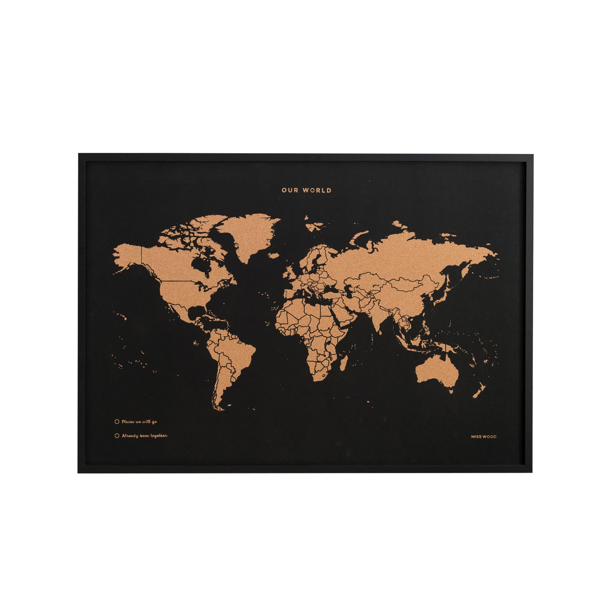 Mapa del Mundo de Corcho Special Edition con Marco 90 x 60 cm (Negro)