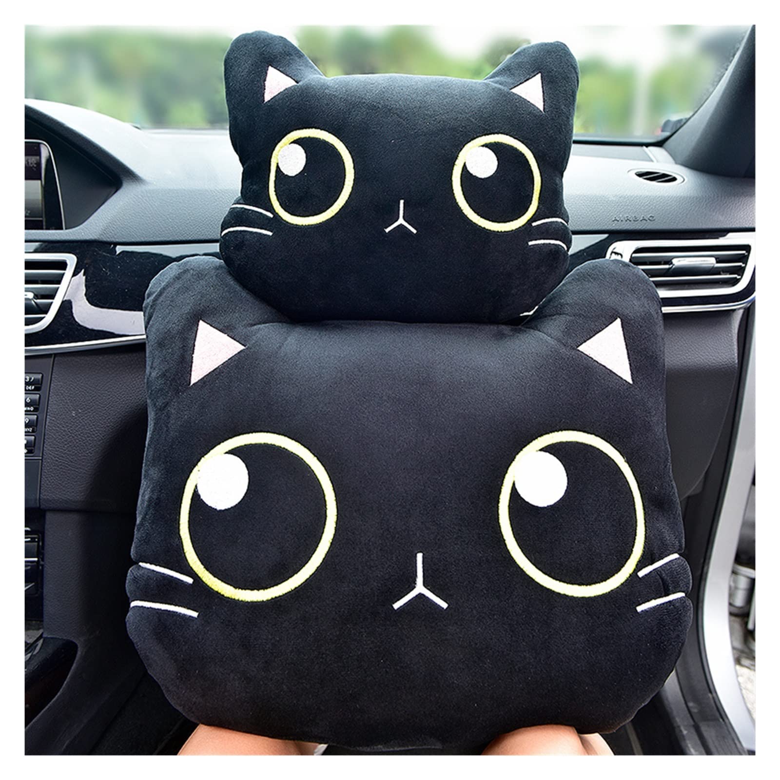 Cuscino poggiatesta for auto a forma di gatto, morbido, con supporto lombare, for ragazze.(1pcs headrest pillow)