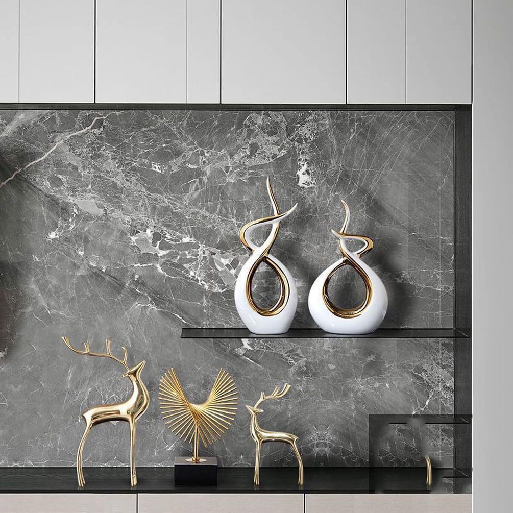 LGYKUMEG Oggettistica Casa Moderna Decorazione in Bianco Design spirale decorativa alta 30 cm Soprammobili moderni Ceramica Astratto scultura Soggiorno Ufficio Decorazioni,Bianca,S