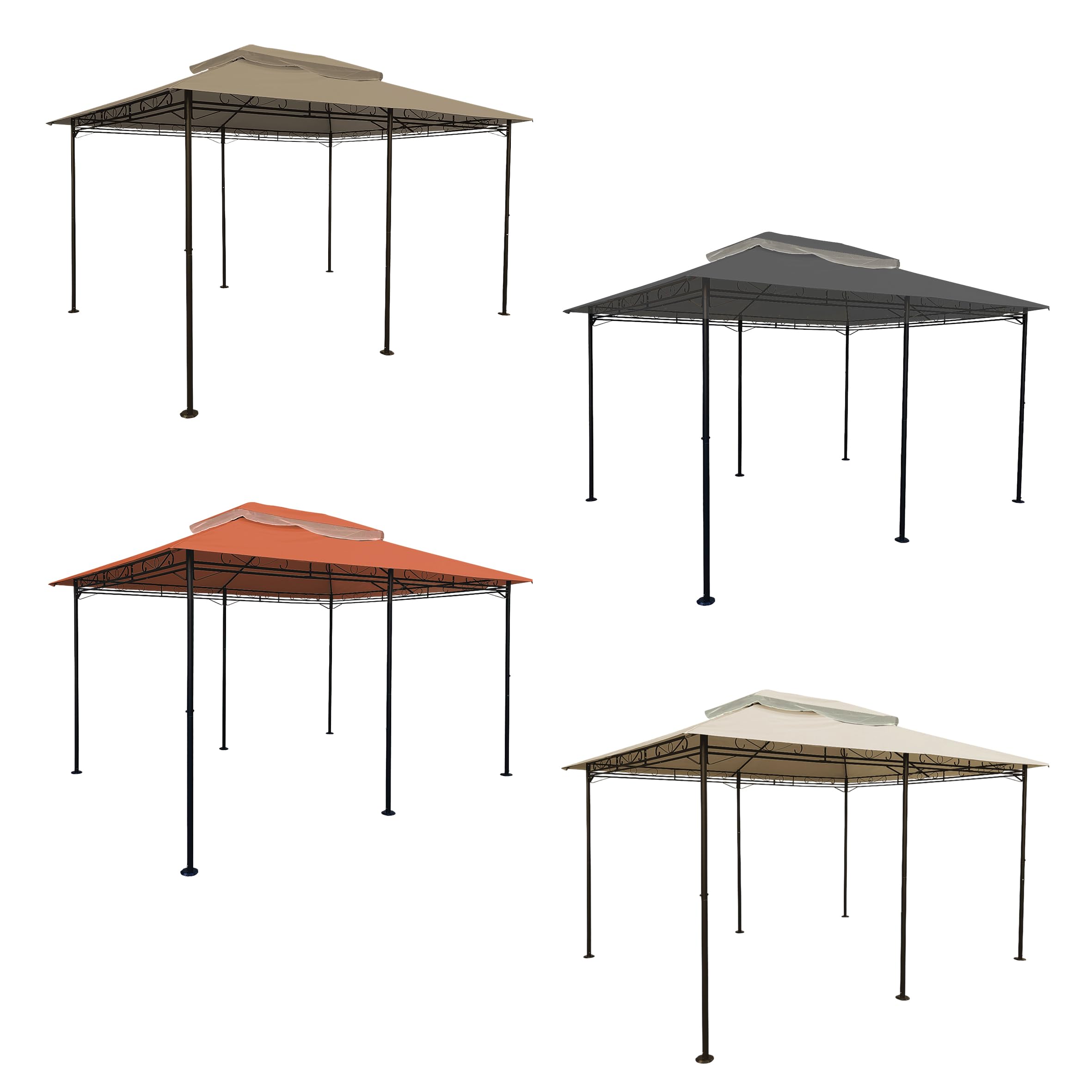 Toit de rechange pour tonnelle Cape Town 4 x 3 m – Imperméable – 3 coloris – toit de tonnelle avec revêtement en PVC 3x4m marron