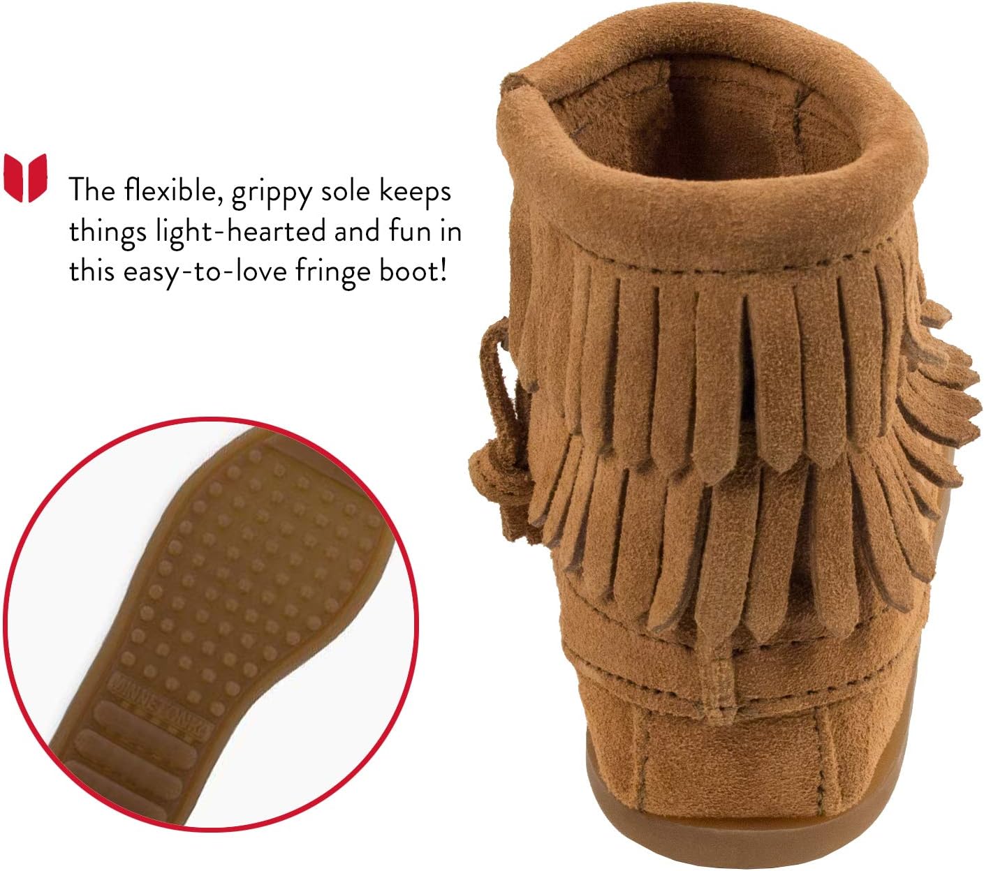 Minnetonka Kid's Double Fringe Side Zip Boot - Image 5