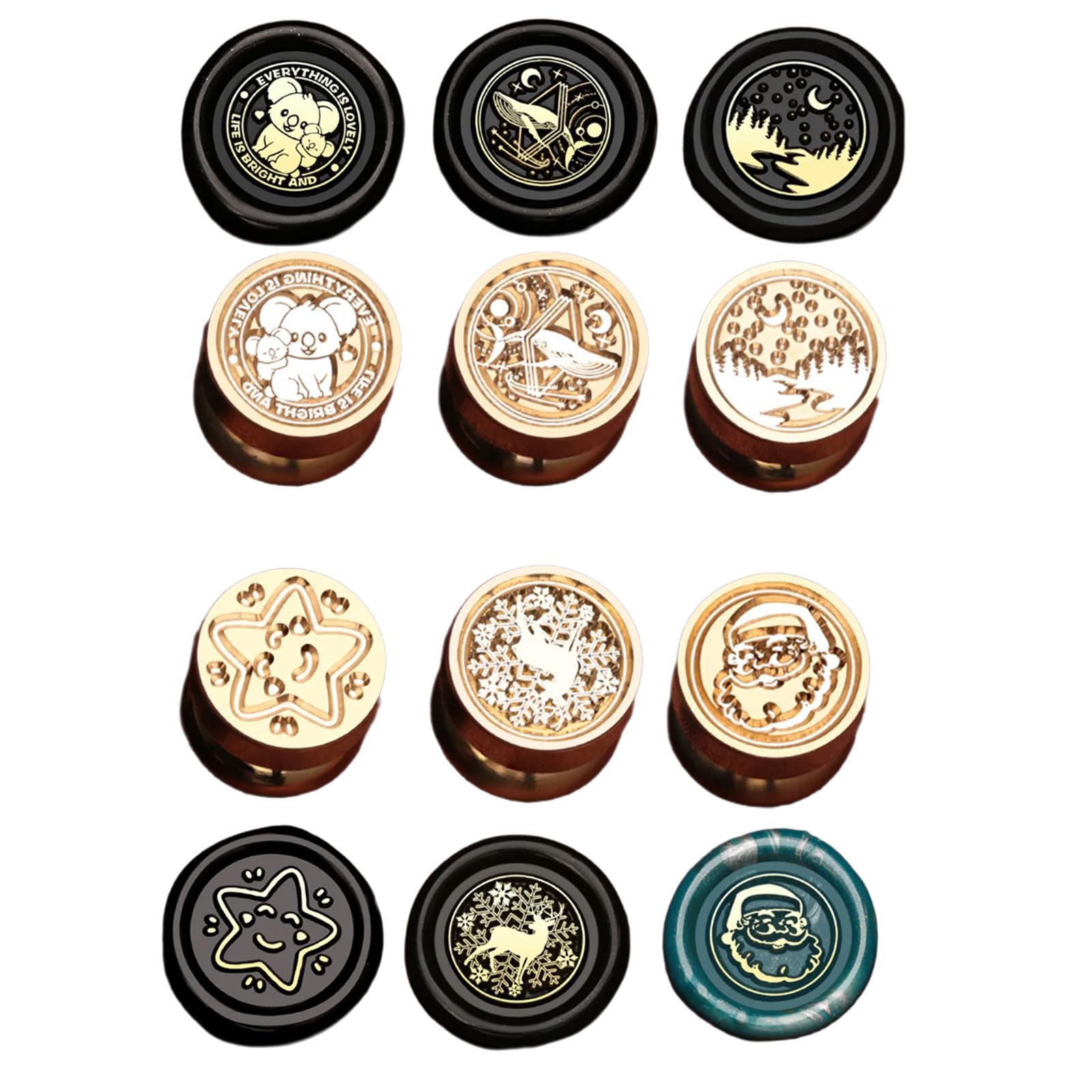 Nucelit 6Pcs Christmas Stamp Head, Sealing Stamp Head for Invitations, Appreciation Card, Package, Envelope Embellishments Scrapbooking Seal