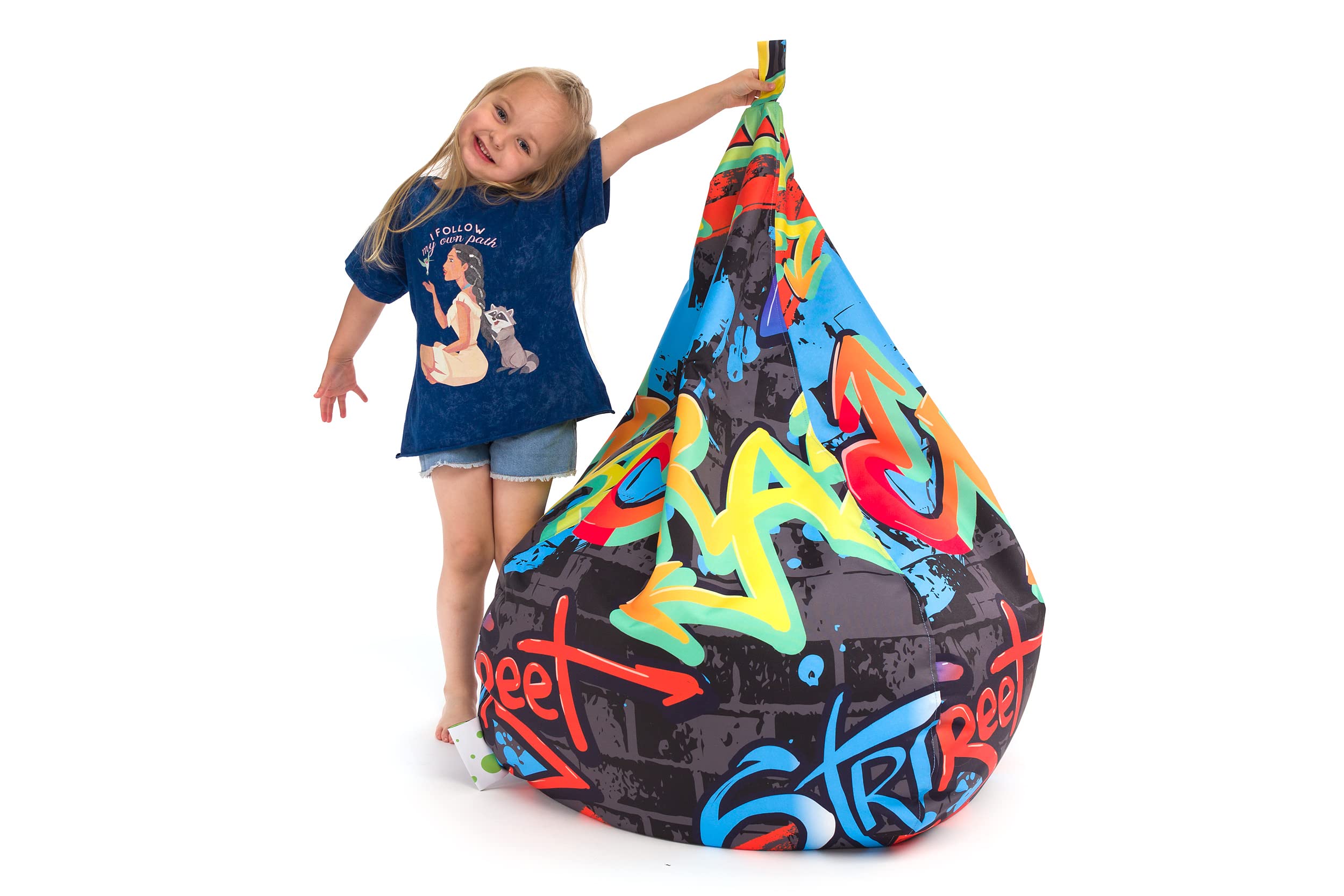 Ecopuf Oscar Modern - Pouf pera, sako, poltrona Cuscino morbido con imbottitura - Per bambini e adulti - Per la casa e l'esterno - Poliestere Resistente - 90x110cm - Dg56
