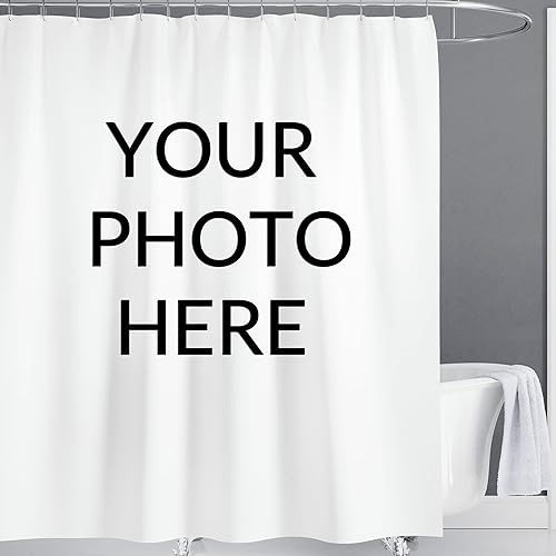 Miniatura 24 de LIVETTY Cortina de ducha personalizada, cortinas de ducha con foto personalizada, cortina de ducha personalizada de 72 x 72 pulgadas, añade tu Imagen
