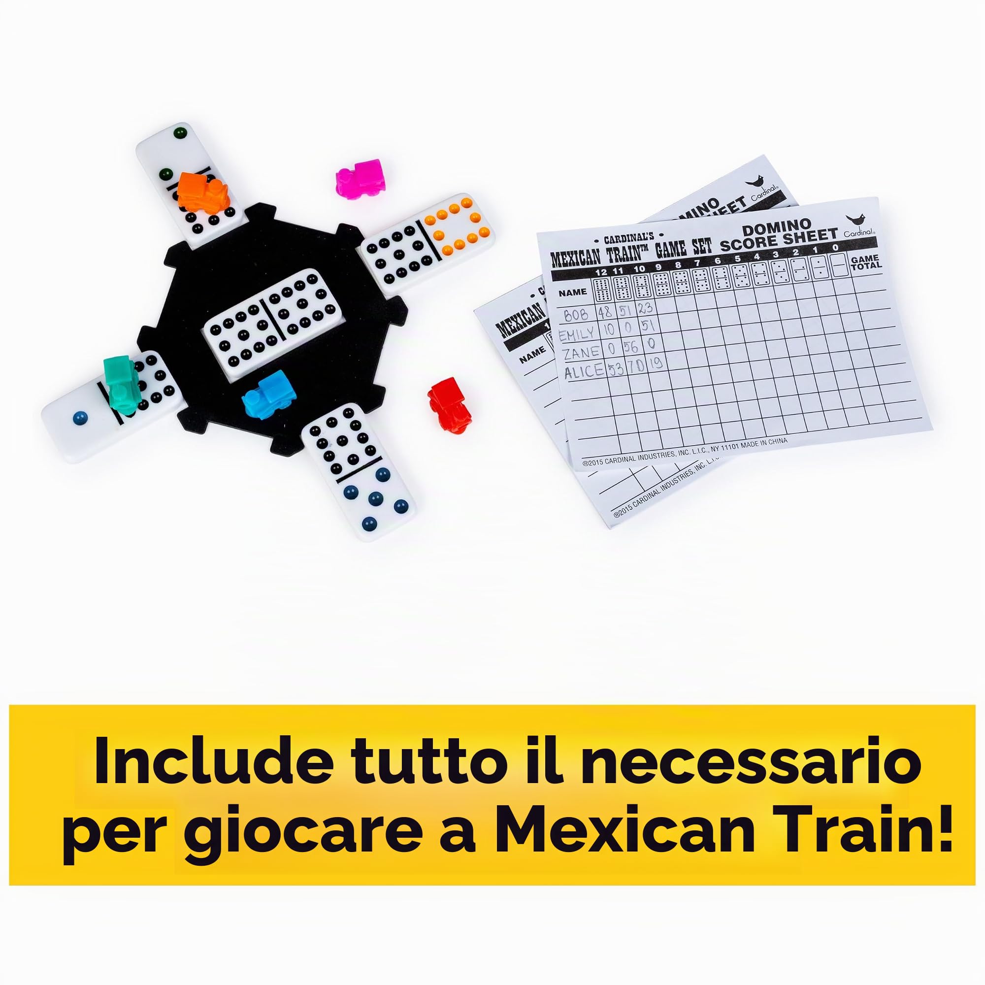 Cardinal Industries Mexican Train Domino Game in an Aluminium Case