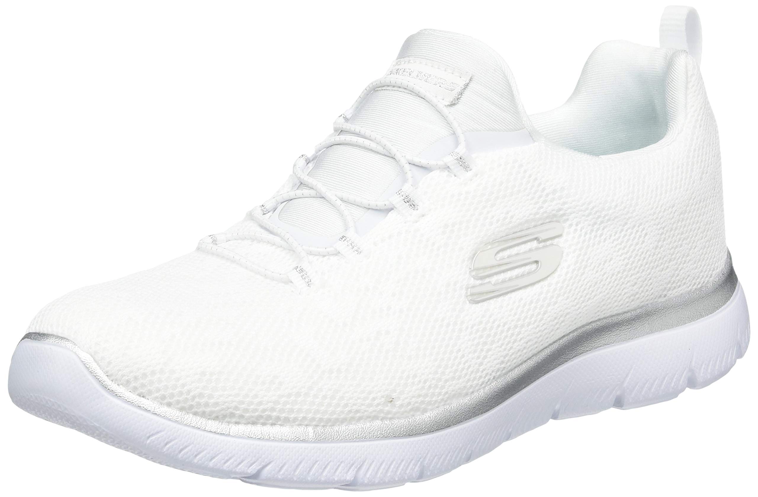 Skechers Summits Spot WSL White Silver Womens trainers 149037 in a Plain Textile in Size 4.5
