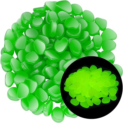 Miniatura 1 de Geruicee 100 piedras luminosas que brillan en la oscuridad, piedras brillantes para decoración al aire libre, rocas brillantes para jardín,