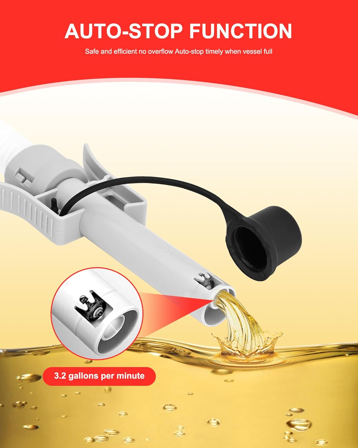 Transfer Pump, Portable 3.2GPM,Battery&USB mode-Powered with 51" Hose & 4 Can Adapters, Compatible with Gasoline, Diesel, Oil–for ATVs,Generators,Boats (No batteries provided)