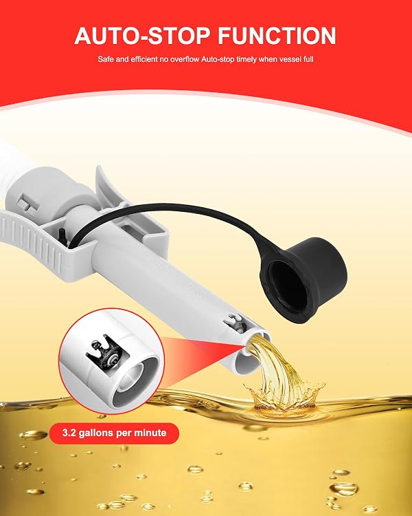 Transfer Pump, Portable 3.2GPM,Battery&USB mode-Powered with 51" Hose & 4 Can Adapters, Compatible with Gasoline, Diesel, Oil–for ATVs,Generators,Boats (No batteries provided) by cokxiore - Image 3