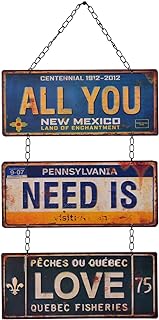 NIKKY HOME All You Need is Love Metal Antique Wall Art Hanging Sign Plaque 70s Room Decor 12.01 x 0.2 x 23.82 Inches