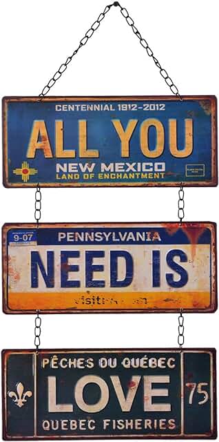 NIKKY HOME All You Need is Love Metal Antique Wall Art Hanging Sign Plaq...