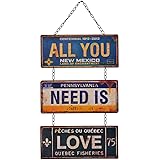 NIKKY HOME All You Need is Love Metal Antique Wall Art Hanging Sign Plaque 70s Room Decor 12.01 x 0.2 x 23.82 Inches Blue