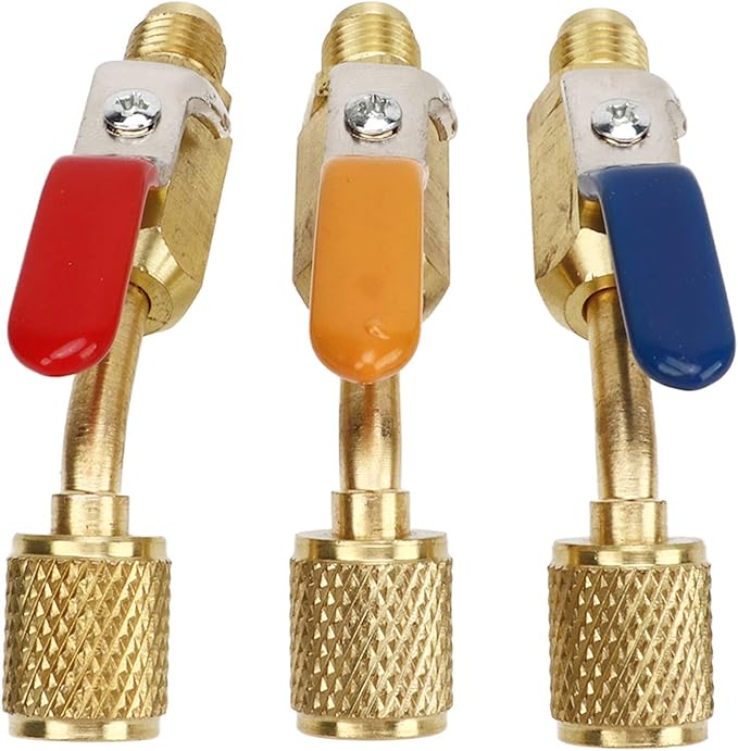 Niiyen 3PCS Válvula de Bola Angulada para Refrigerante AC 1/4 SAE miniatura 8