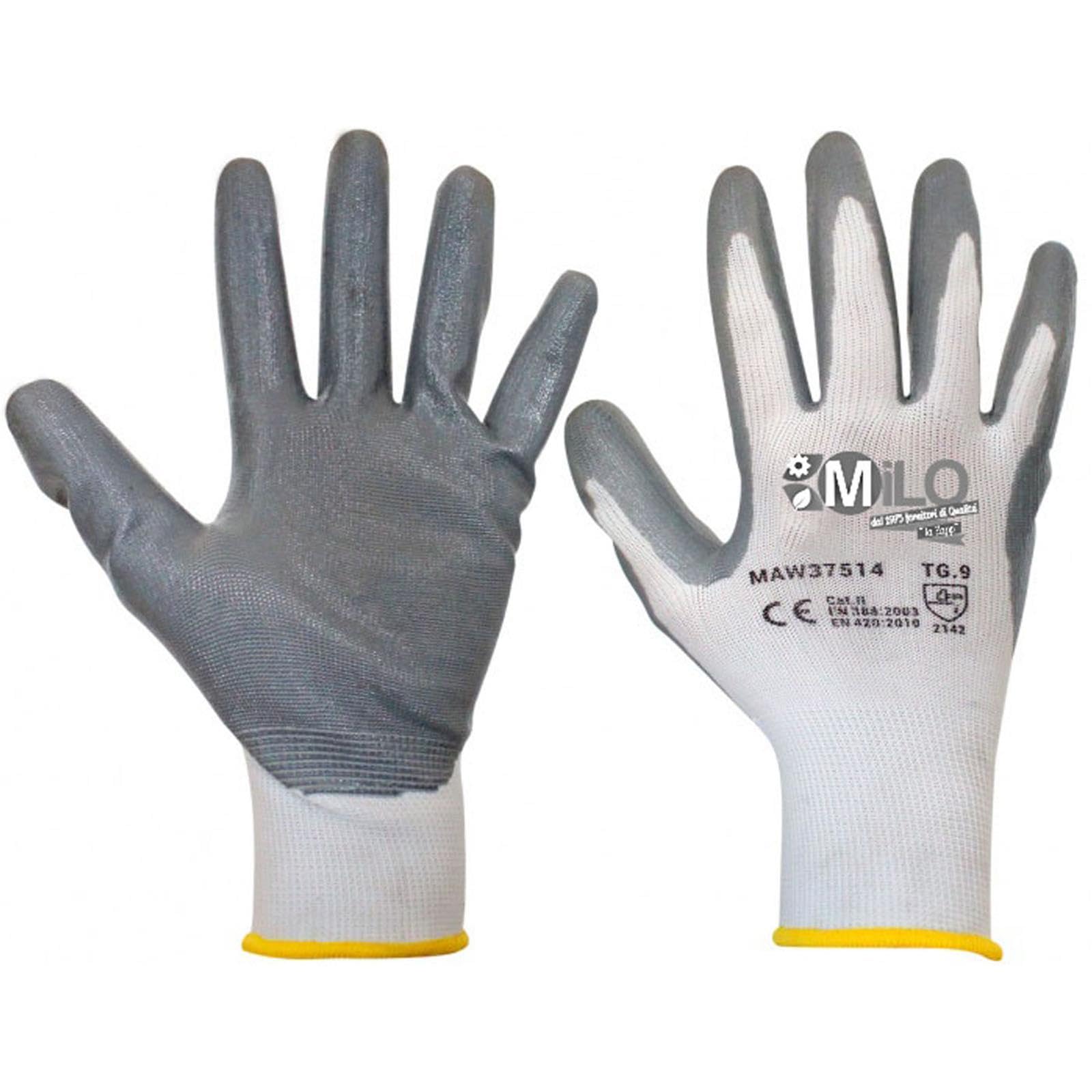 La zappa Gants de travail enduits de nitrile avec manchette élastique et fil continu (240, M)