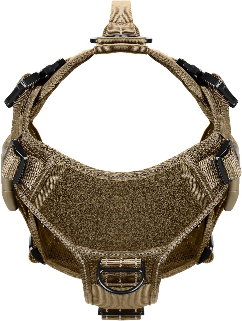 ICEFANG Tactical Mesh Dog Harness for Medium Dogs,Reflective Dog Molle Vest with Metal Buckles,Hook and Loop Panels,No Pulling Front Clip for Walking Hiking Training (Medium (Pack of 1), Brown)