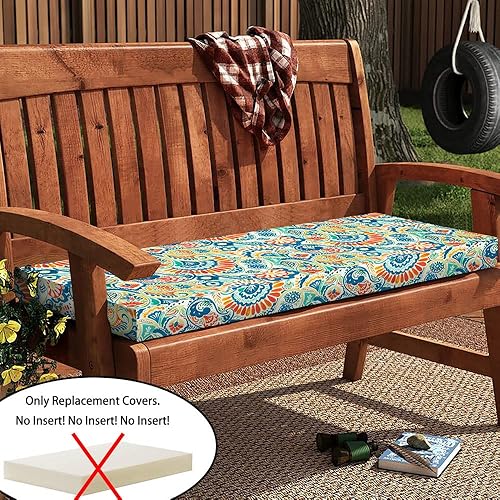 Miniatura 2 de Magpie Fabrics Fundas de cojín para sofá biplaza para banco de patio (solo funda de repuesto, sin relleno), funda de cojín impermeable, resistente a