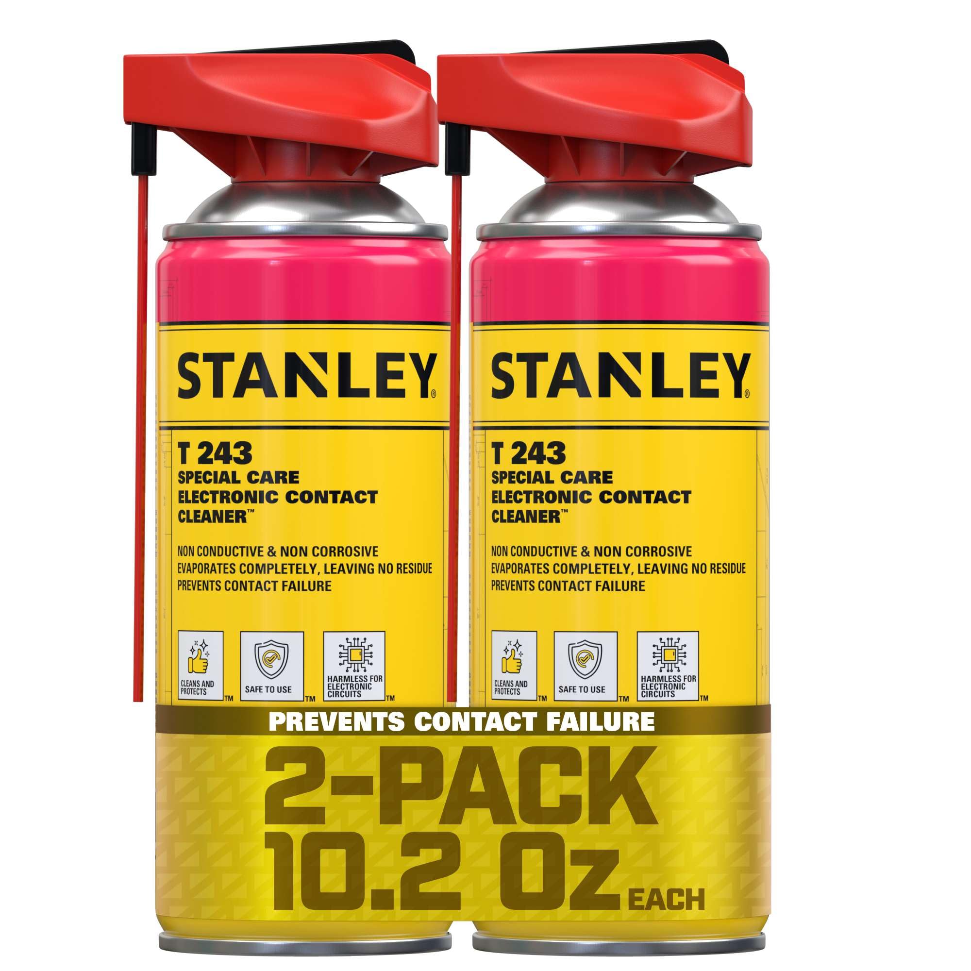 STANLEY T 243 Contact Cleaner Spray – (2x10.2 oz) Electronic Contact Cleaner for Circuit Boards, Switches, Plugs, Relays, Connectors – Non-Corrosive,