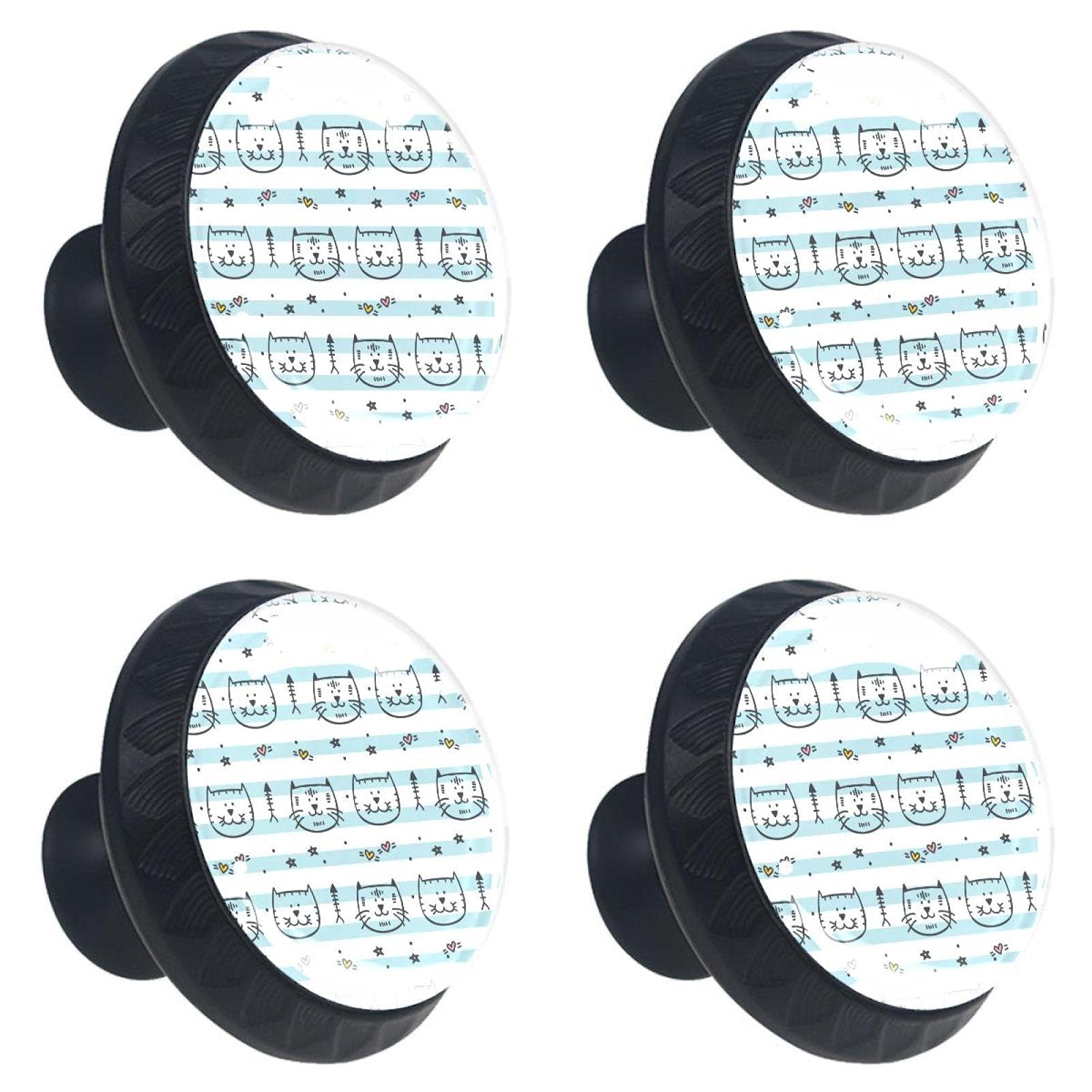 Boutons de tiroir en cristal chat 30mm - Poignées de meuble commode armoire cuisine x4