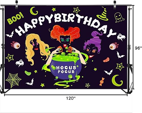 Miniatura 7 de Mocsicka Hocus Pocus, telón de fondo de Halloween, fiesta de cumpleaños, decoración de fondo de Halloween, brujas, hermanas, cumpleaños, fotografía,