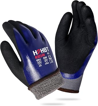 Waterproof Work Gloves,Winter Work Heavy Duty Oil Resistant Gardening with Nitrile Coating