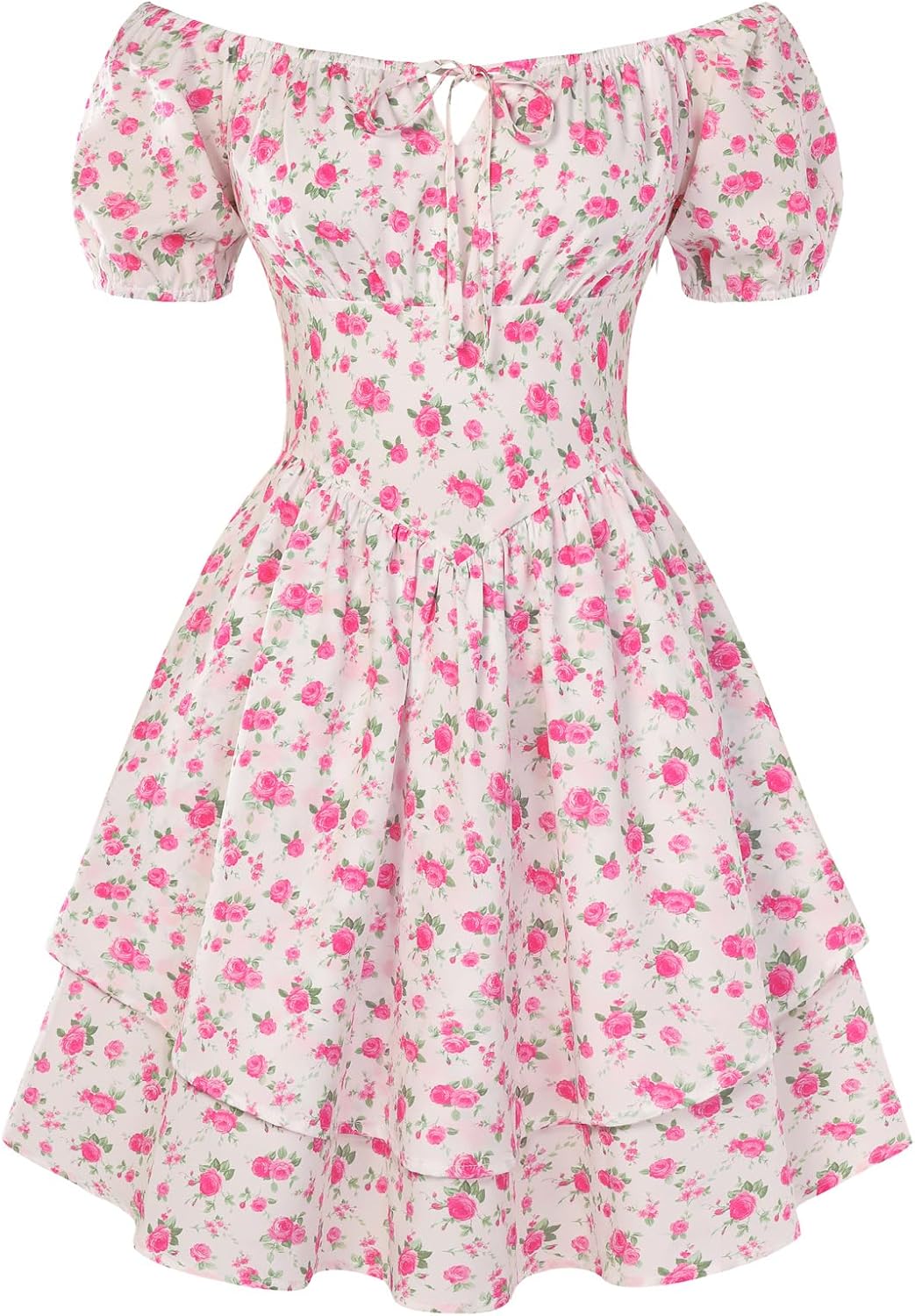 Scarlet Darkness Floral Corset Dress Summer Dresses for Women Girls 2026 Short Milkmaid Sundress with Pocket