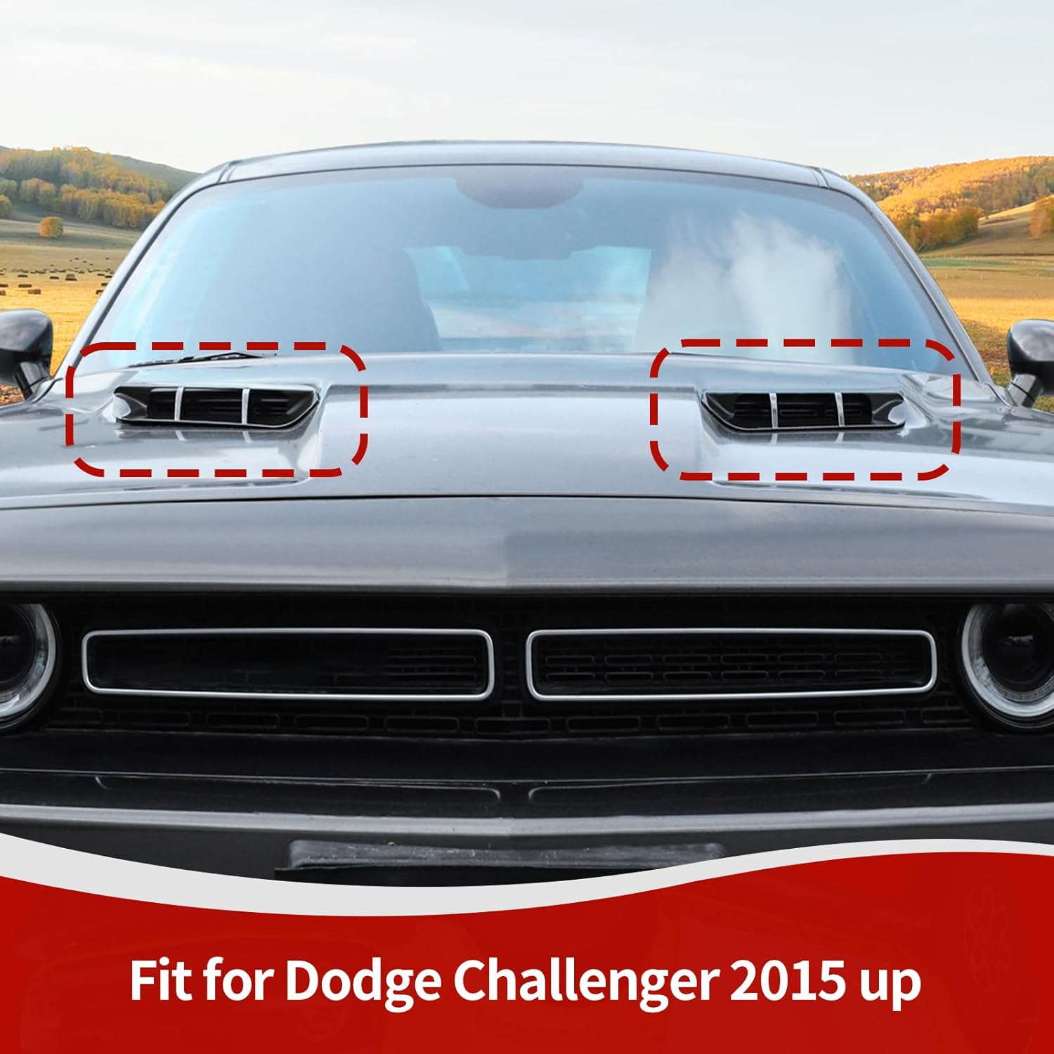 for Challenger Hood Vent Cover Trim Fit for Dodge Challenger 2015-2023 Black Exterior Accessories 2pcs