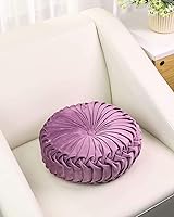 Vista 3 de HLOVME Cojín Decorativo Throw Pillow para Sofá de Calabaza 3D Redondo de Terciopelo para Sofá Cama Silla Suelo 15"X15", Púrpura Claro