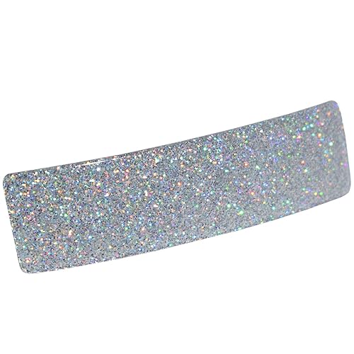 Miniatura 10 de French Amie Pasador automático rectangular con purpurina dorada de 3 14 pulgadas, acetato de celuloide fuerte, hecho a mano, con cierre dorado para