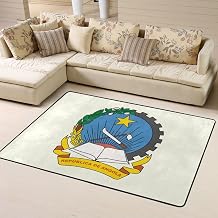 Emblem of Angola Area Rug 4x6 Feet Rugs for Living Room Bedroom Soft Indoor Floor Rug Non-Slip Carpet