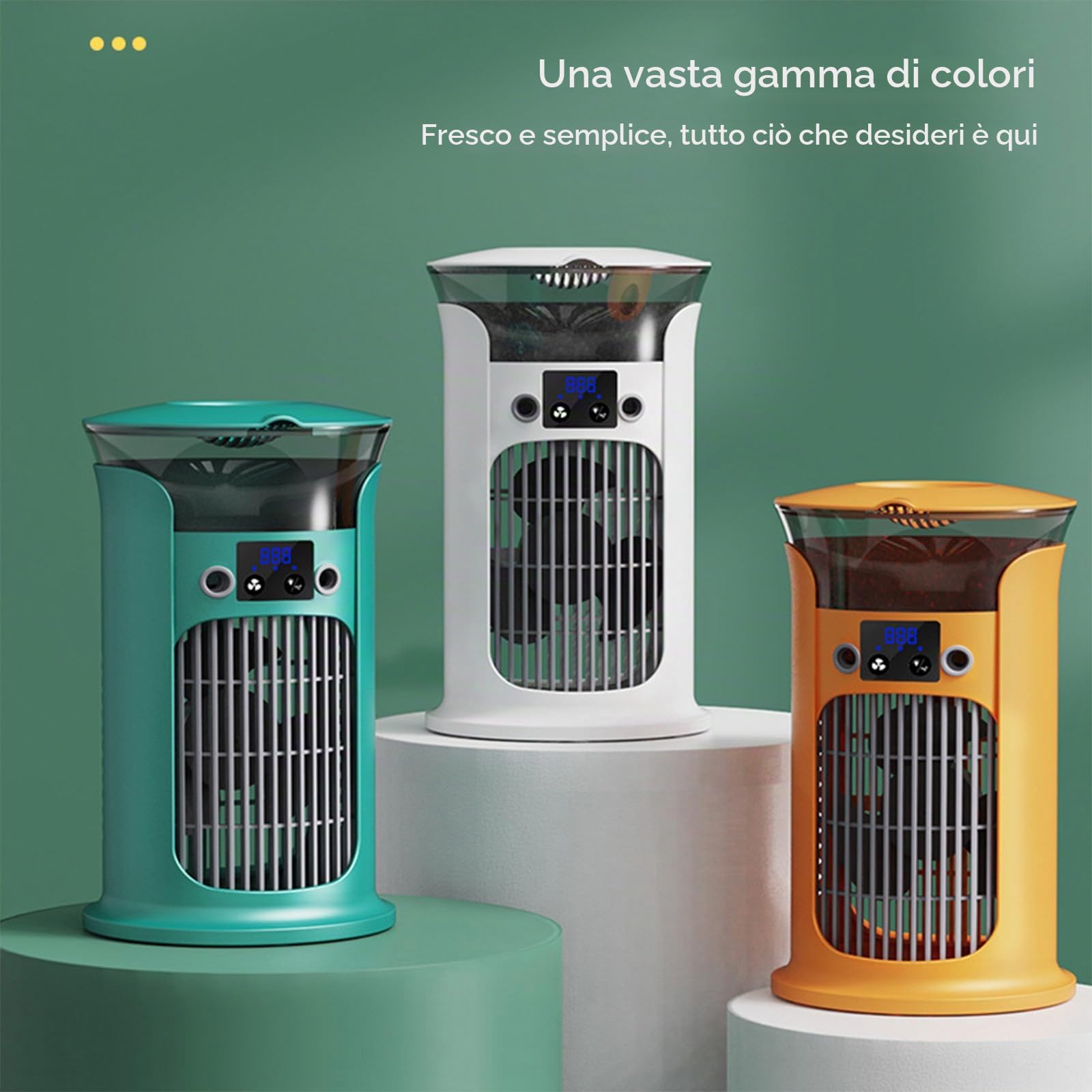 Raffreddatore D'Air Silenzioso Ad Evaporazione, Raffreddamento Con Nebbia Fredda, 3 Velocità Di Ventilazione, Serbatoio D'Acqua Da 880ml, Senza Tubo Di Scarico, Per Camera, Ufficio, Campeggio (Bianco)