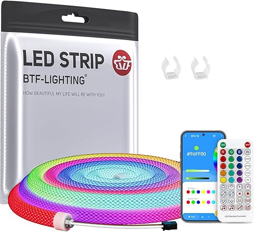 Miniatura 15 de BTF-LIGHTING 9.8 pies WS2811 WS2812B IC RGB 360 Grados Tira LED de Colores Neon Flexible de Silicona de Nylon con Patrón Reticulado IP67 Impermeable
