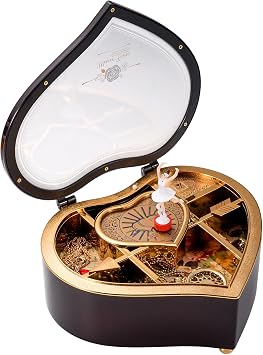 TMEEIHNSS Rainbowie Heart Musical Jewelry Box, Musical Jewelry Storage Box with Dancing Girl,Arrow Design Christmas Gift black