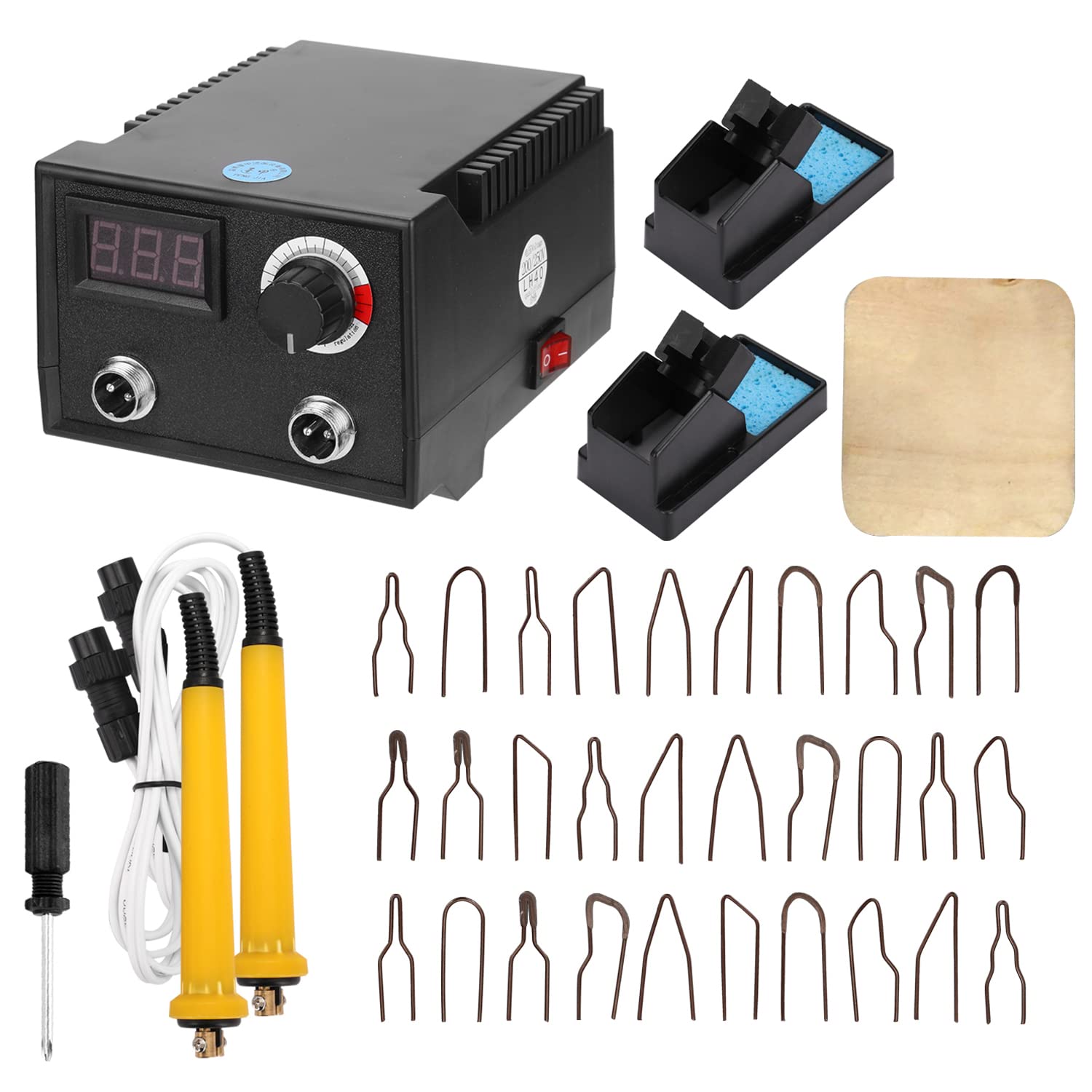 Geevorks Máquina de pirograbado con 2 * Bolígrafos de Pirograbado,100W Kit de Pirograbador de Madera con Cabezales de Bolígrafo Calefactor de 30 piezas